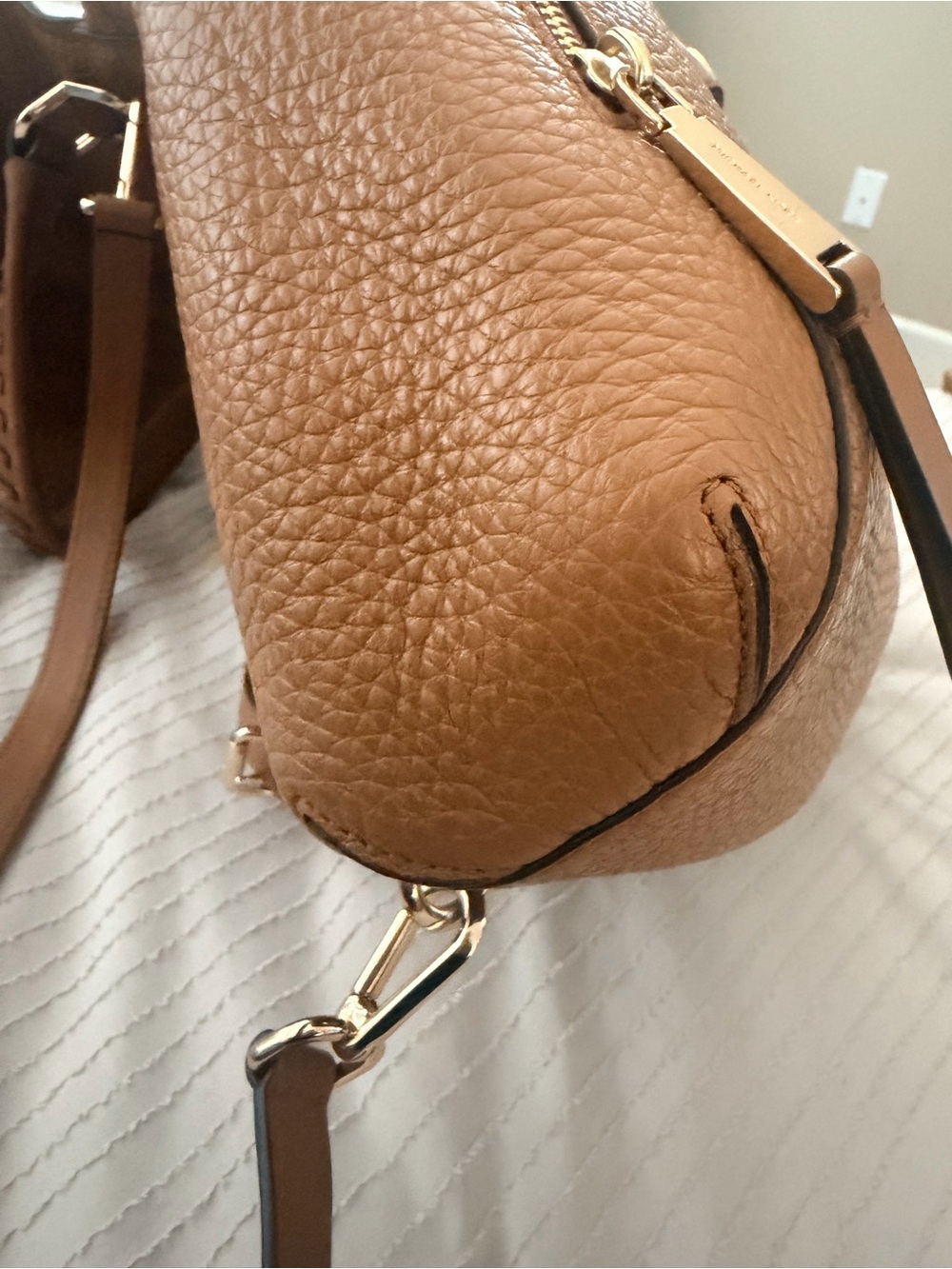 Michael Kors Chestnut Pebbled Leather Drawstring Backpack - Picture 6 of 9